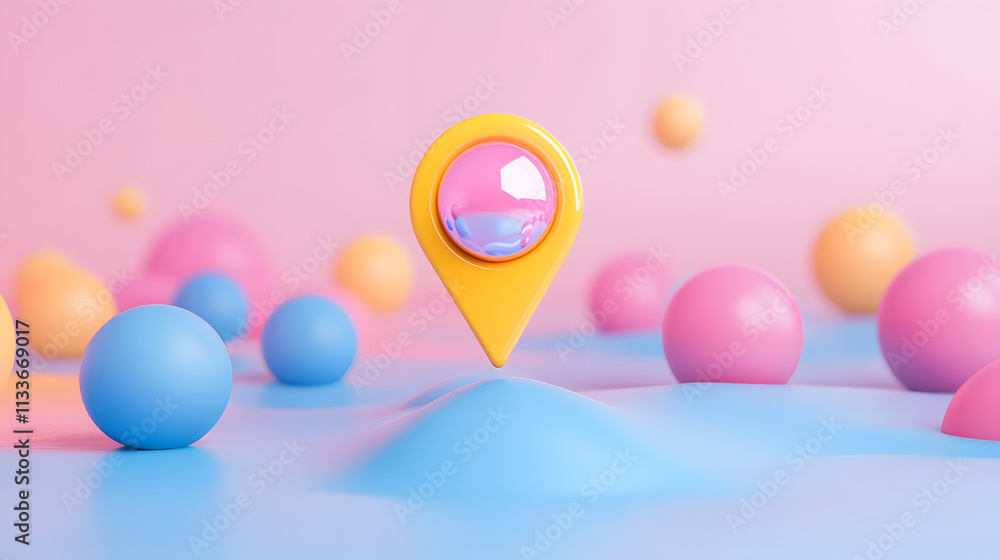 Fun and Minimalist Creative Flat Design Featuring a Dropped Pin Embellished with a Bubbly Orb Circle for Visual Markers Fun and Minimalist Creative Flat Design Featuring a Dropped Pin Embellished with a Bubbly Orb Circle for Visual Markers