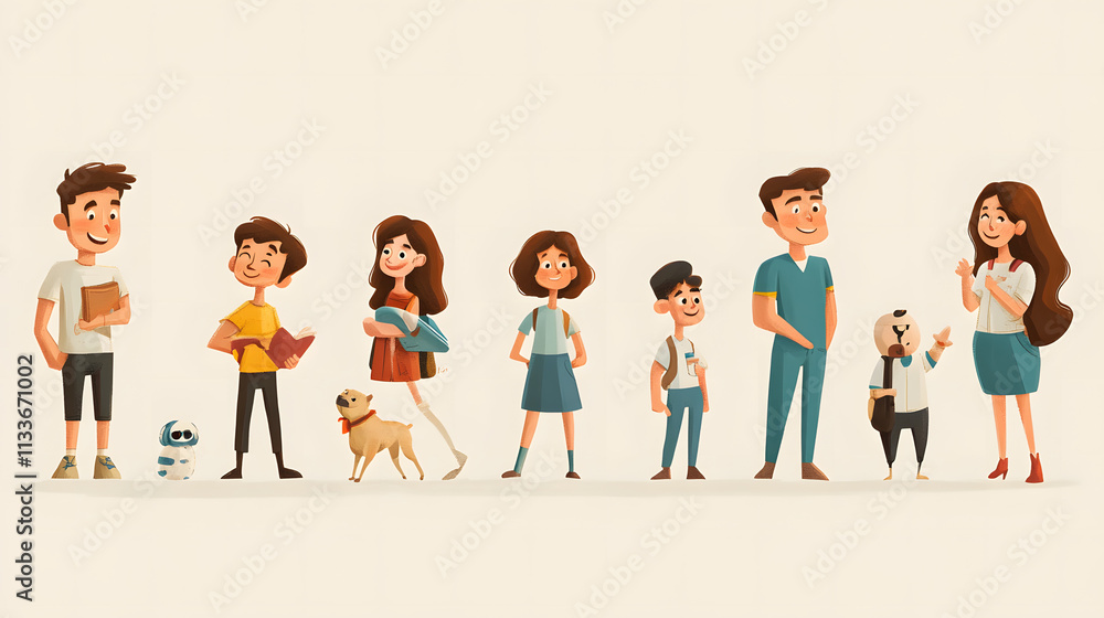 Obraz premium Character illustrations with various poses and appearances