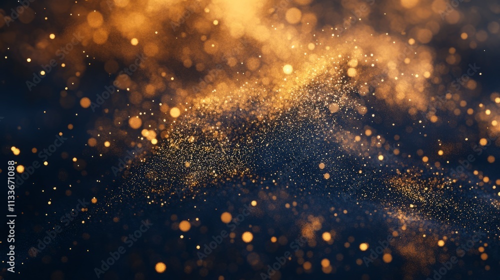Golden sparkles and bokeh lights dance in the dark, creating a magical and dreamy atmosphere. Golden sparkles and bokeh lights dance in the dark, creating a magical and dreamy atmosphere.