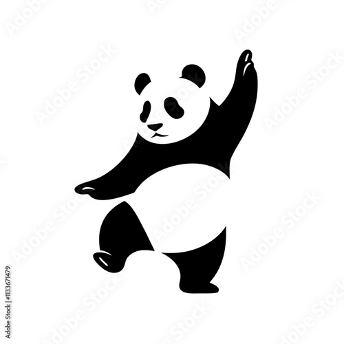 cute panda bear dancing happy