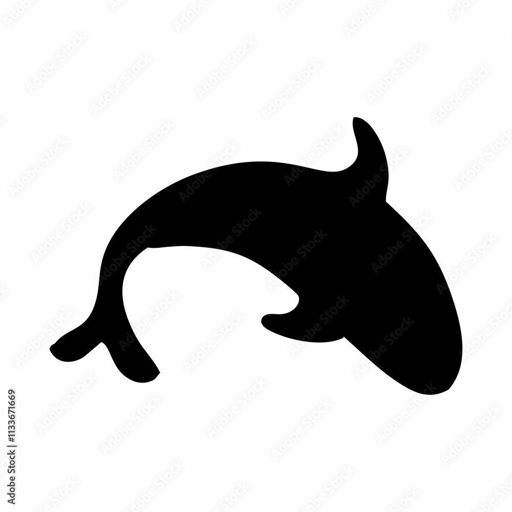 black silhouette of orca whale