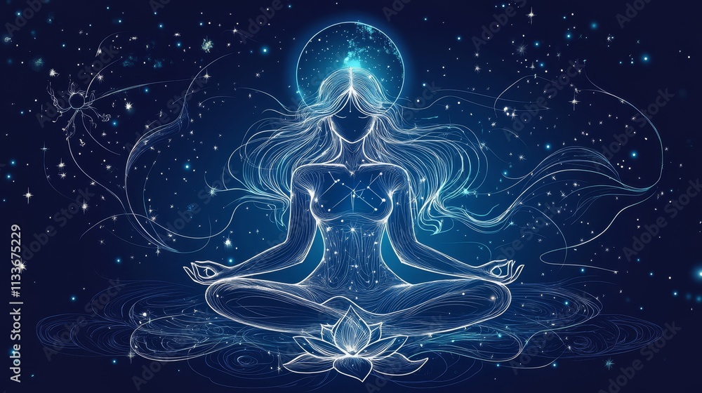 Serene Goddess Ethereal Light in a Mystical Cosmic Space Serene Goddess Ethereal Light in a Mystical Cosmic Space