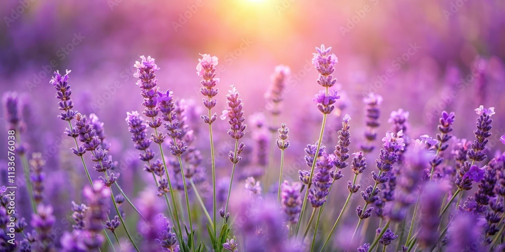 Lavender fields with delicate purple flowers in a soft focus background Lavender fields with delicate purple flowers in a soft focus background