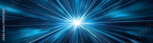 Dynamic starburst design with sharp blue and white angles radiating outward, combining symmetry and energy for a striking visual pattern