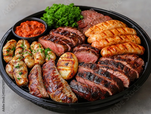 Mouthwatering juicy meat platters for celebrations, Juicy food, meat mouthwatering