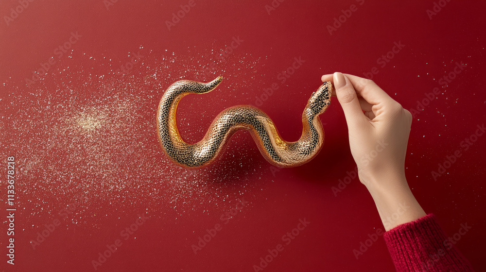 Chinese New Year 2025 , year of the snake,Golden Chinese Zodiac Snake on Red Background Symbol of Prosperity and Wealth,with copy space
Chinese New Year 2025 , year of the snake,Golden Chinese Zodiac Snake on Red Background Symbol of Prosperity and Wealth,with copy space