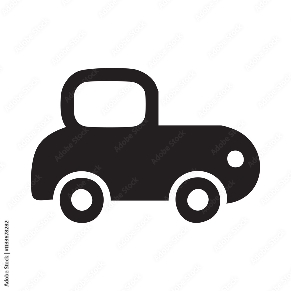 Simple black and white toy car icon Simple black and white toy car icon