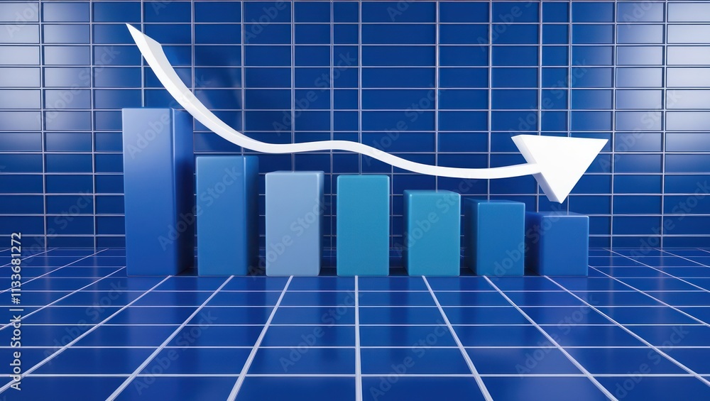 Fototapeta premium Decreasing Bar Graph Shows Negative Trend Decline