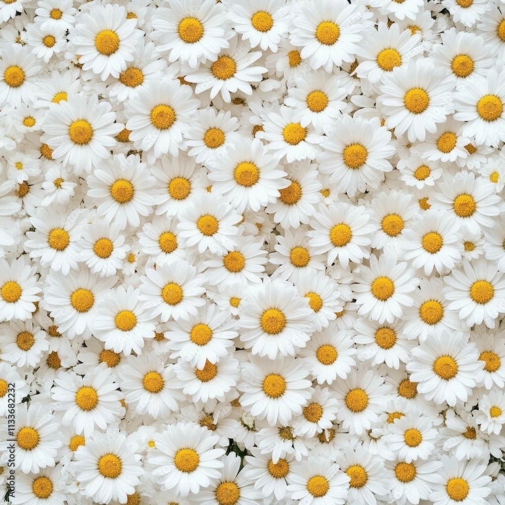 A vibrant field of white daisies with yellow centers, creating a stunning natural pattern and inviting spring vibes. A vibrant field of white daisies with yellow centers, creating a stunning natural pattern and inviting spring vibes.