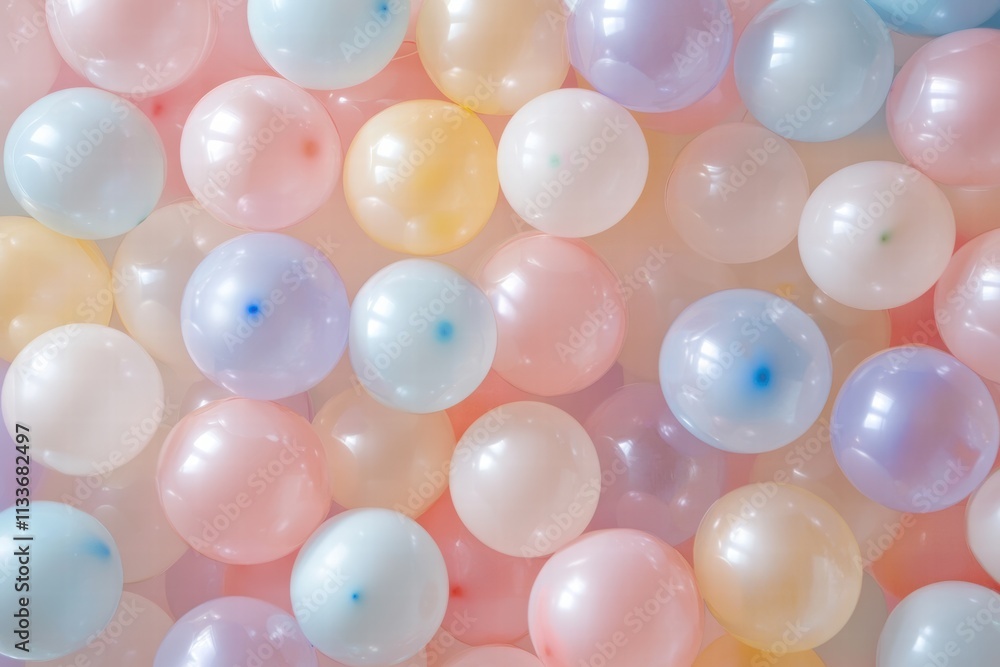 A colorful array of pastel balloons, enhancing the festive atmosphere with soft hues and playful charm. A colorful array of pastel balloons, enhancing the festive atmosphere with soft hues and playful charm.