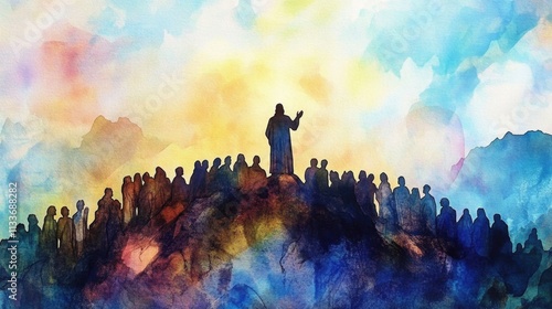 A vibrant watercolor illustration that brings the biblical teaching to life.