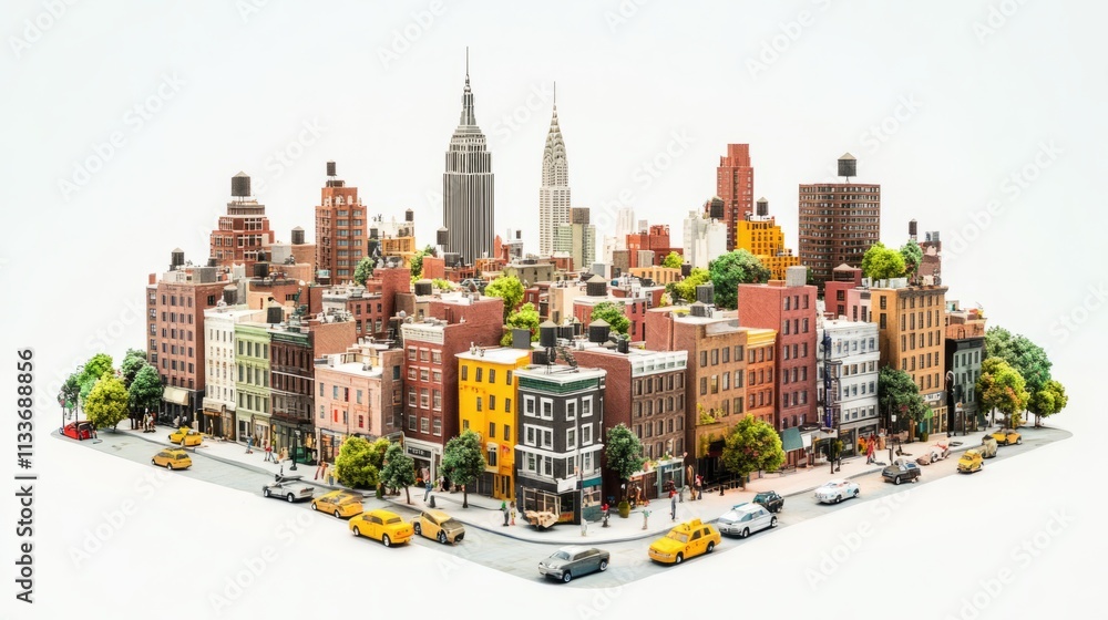 Fototapeta premium miniature of classic new york on white background