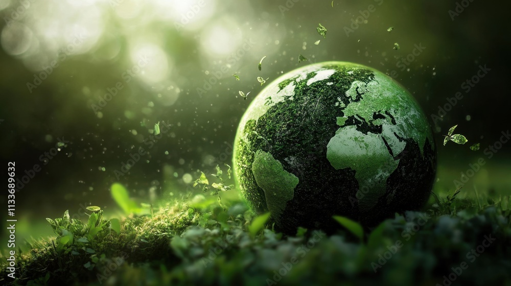 The lush green planet serves as a powerful symbol for a sustainable future. The lush green planet serves as a powerful symbol for a sustainable future.