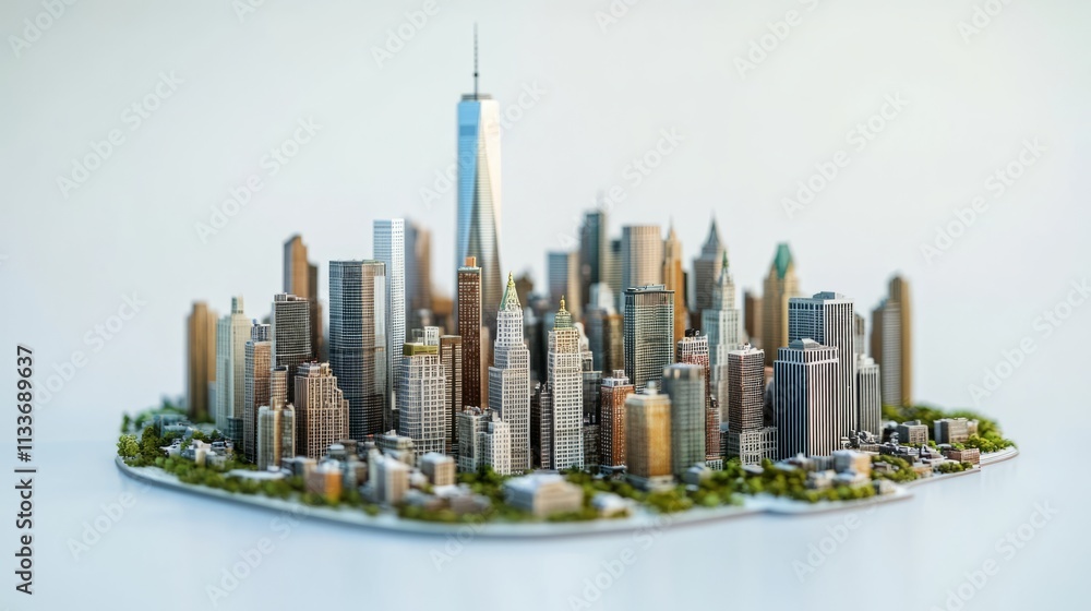 miniature of classic new york on white background miniature of classic new york on white background