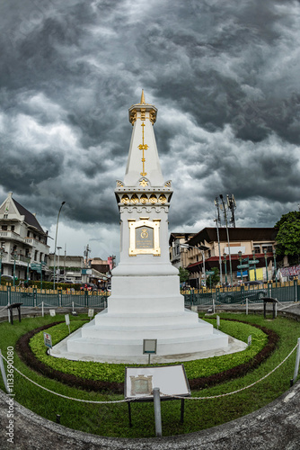 Yogyakarta monument or Tugu Jogja, its famous tourism heritage and historic icon place in Yogyakarta city.
