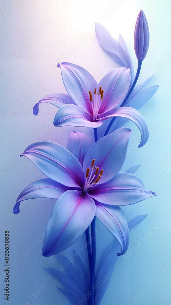 Vibrant Lily Petals in Blue and Purple Vibrant Lily Petals in Blue and Purple