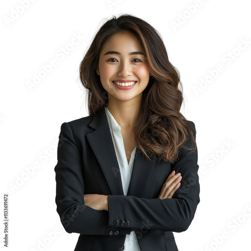 portrait of Beautiful asian businesswoman looks in camera