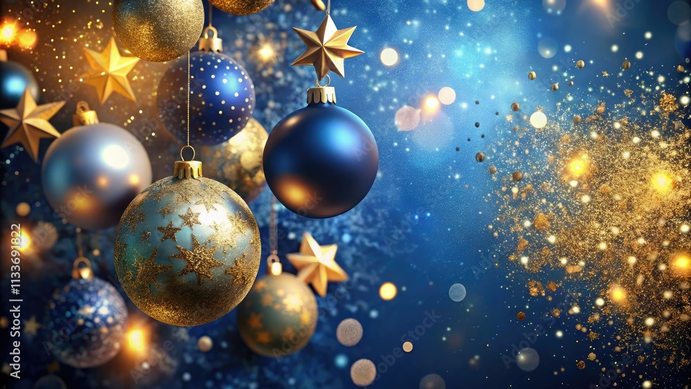 Celestial sparkle shimmers on deep blue, gold foil accents a luxurious Christmas wish. Celestial sparkle shimmers on deep blue, gold foil accents a luxurious Christmas wish.