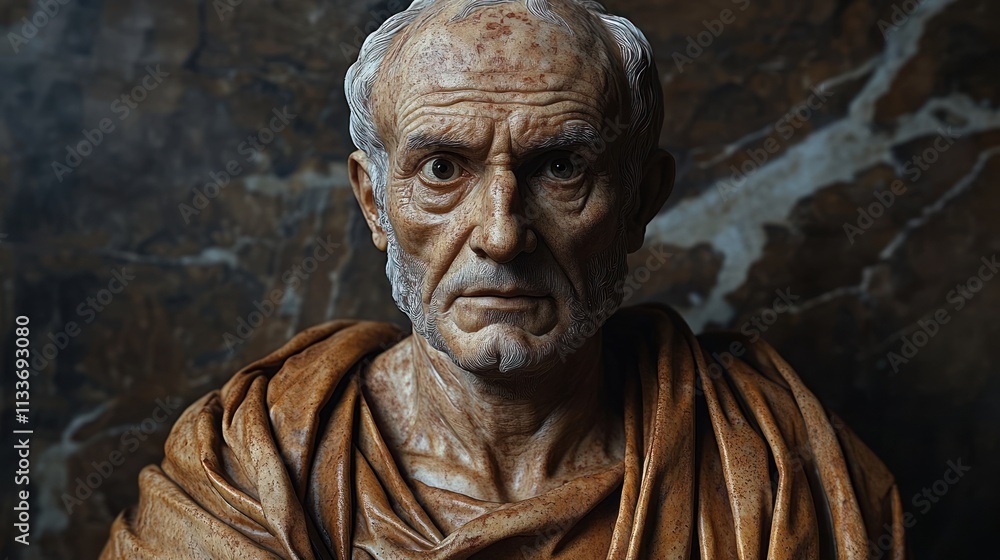 Detailed bust, aged man, draped fabric. Detailed bust, aged man, draped fabric.