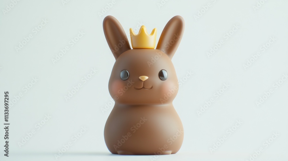 Cute brown bunny wearing a golden crown. Cute brown bunny wearing a golden crown.