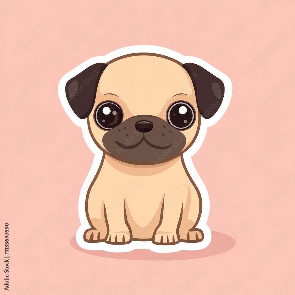 Adorable cartoon pug puppy sitting. (1) Adorable cartoon pug puppy sitting. (1)