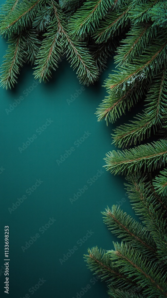 Vibrant green fir branches create festive frame on deep emerald background. Perfect for holiday designs winter themes. Natural border. Evergreen design. Festive concept. Eco friendly. Winter scene. Vibrant green fir branches create festive frame on deep emerald background. Perfect for holiday designs winter themes. Natural border. Evergreen design. Festive concept. Eco friendly. Winter scene.