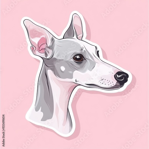 Illustrated portrait of a greyhound dog. (1) photo