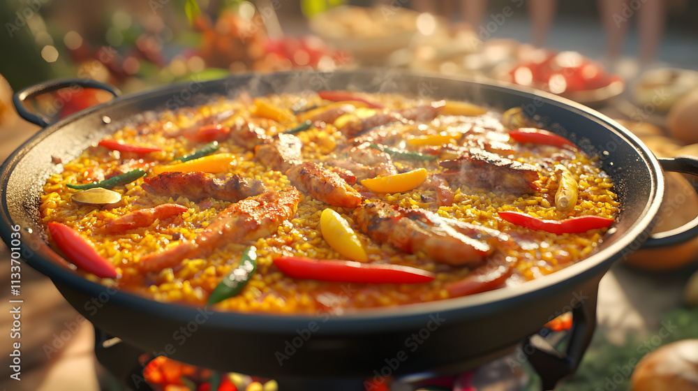 Outdoor Paella Feast with Friends and Family Outdoor Paella Feast with Friends and Family