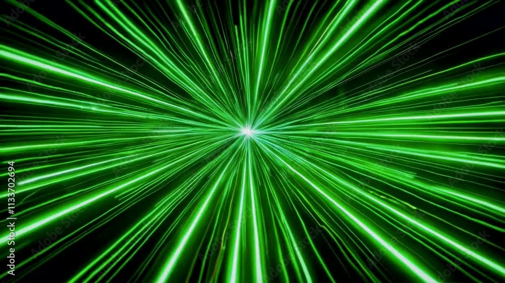 A dark background with many bright green lines radiating outward from the center animation loop A dark background with many bright green lines radiating outward from the center animation loop