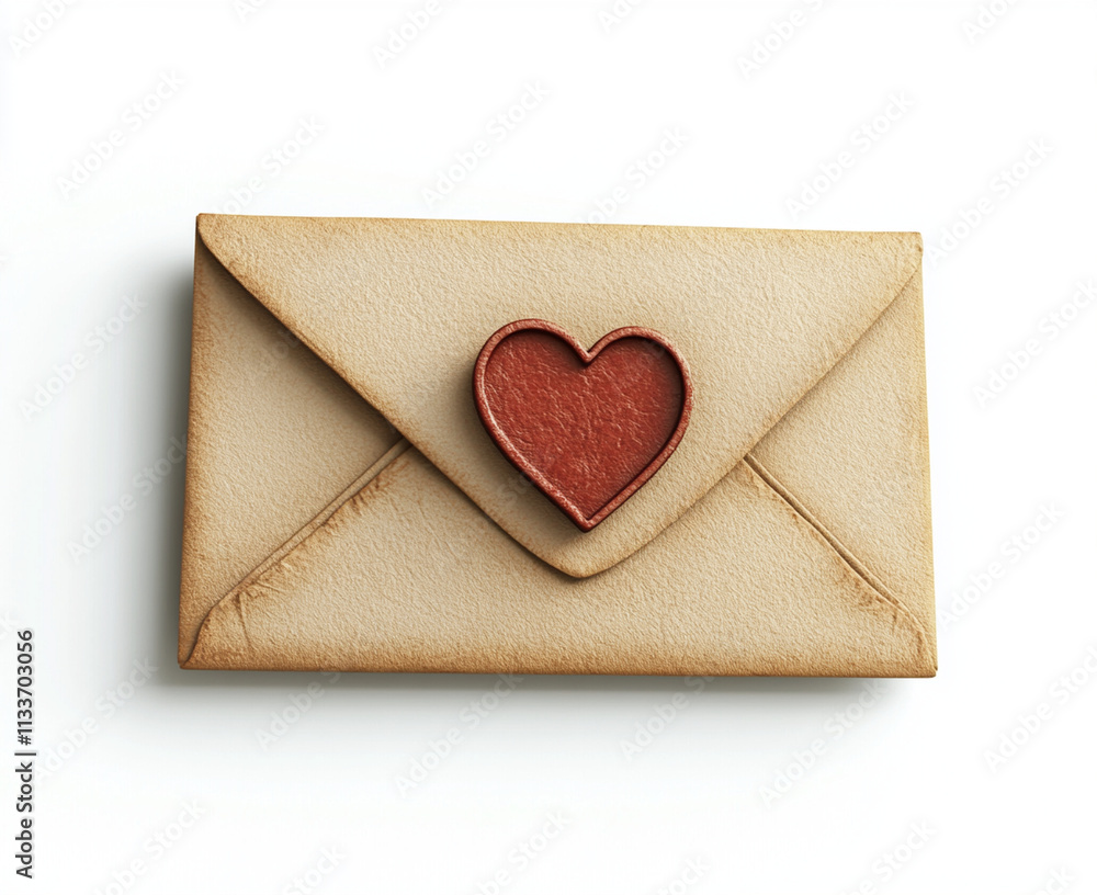 simple envelope with heart icon, symbolizing love and affection. This 3D render showcases textured design, perfect for romantic messages or invitations simple envelope with heart icon, symbolizing love and affection. This 3D render showcases textured design, perfect for romantic messages or invitations
