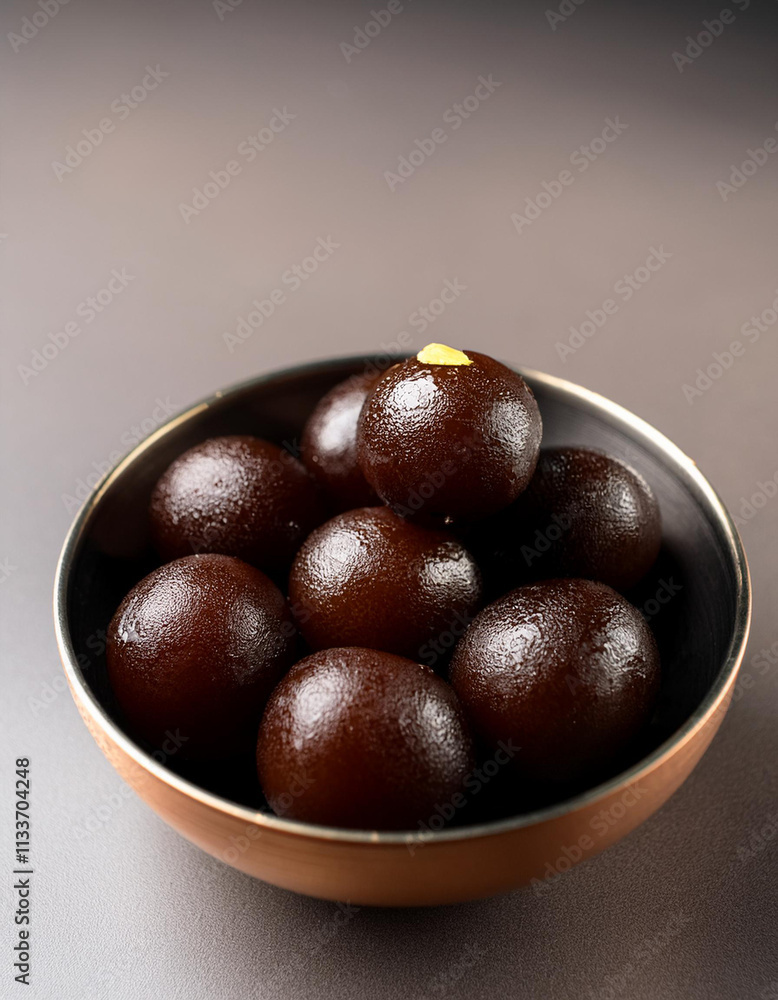 Obraz premium Kala Jamun or Black Gulab Jamun is a delicious and juicy sweet snack