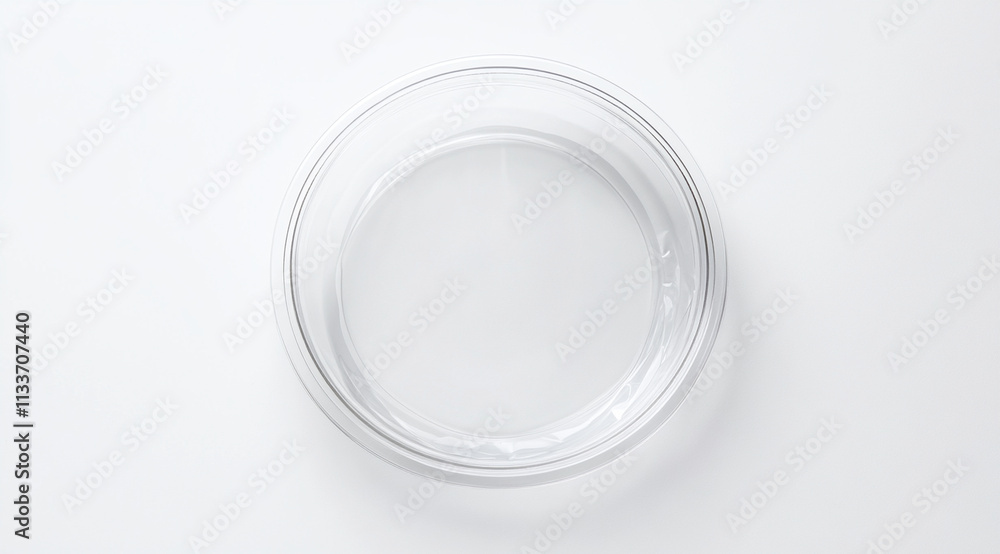 Clear plastic takeaway container, round shape, overhead view Clear plastic takeaway container, round shape, overhead view