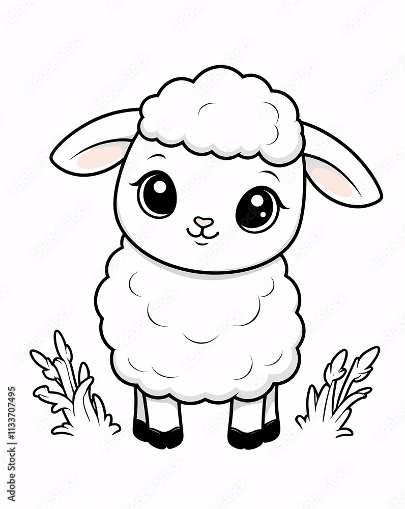 Cute Baby Sheep Line Art for Relaxed and Joyful Kids Coloring FunColoring Page Design Book Cover for Kids Cute Baby Sheep Line Art for Relaxed and Joyful Kids Coloring FunColoring Page Design Book Cover for Kids