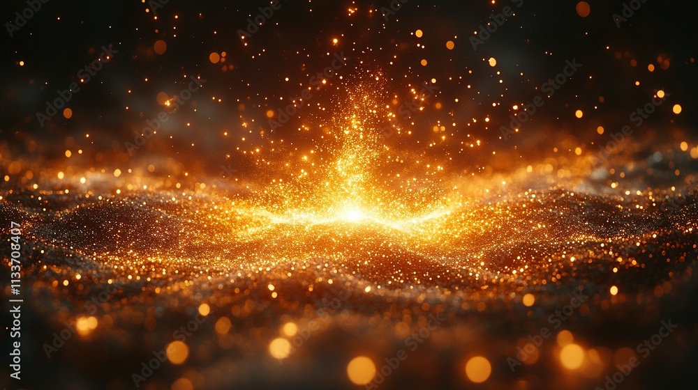 Naklejka premium Luminous Delight: Transparent Gold Firework Star for New Year Celebrations