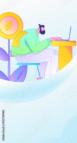 Marketing planning business characters flat vector concept operation hand drawn illustration
