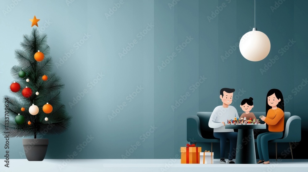 Cozy family members sitting on sofa and eating meal together in living room with decorated Christmas tree festive holiday and winter season concept Cozy family members sitting on sofa and eating meal together in living room with decorated Christmas tree festive holiday and winter season concept