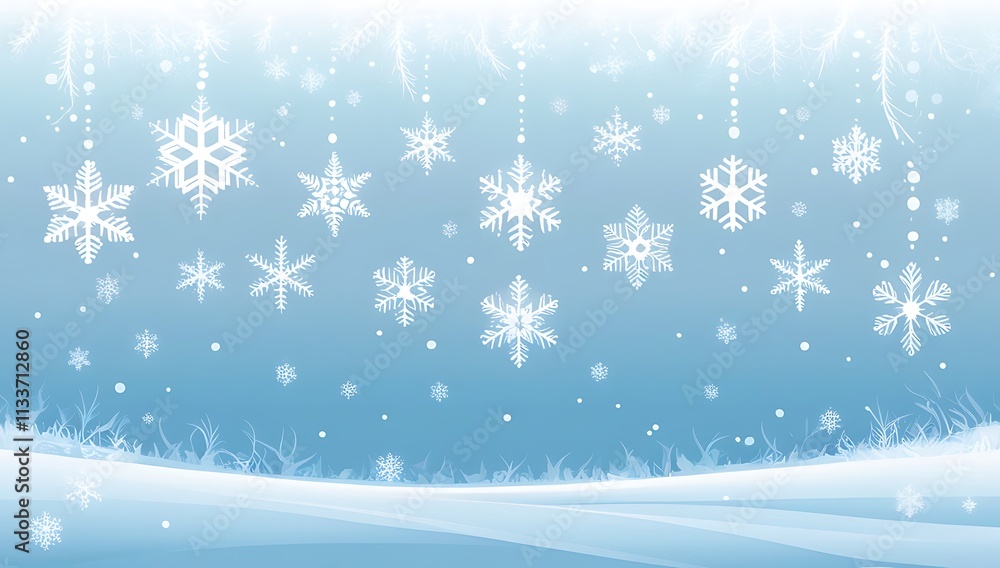 Winter Wonderland Scene With Falling Snowflakes Winter Wonderland Scene With Falling Snowflakes