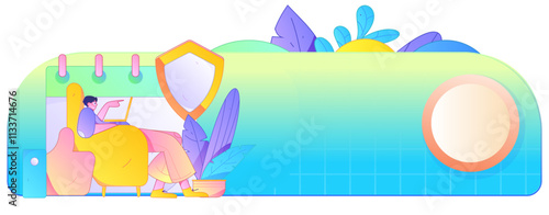 Business network security character flat vector concept operation hand drawn illustration
