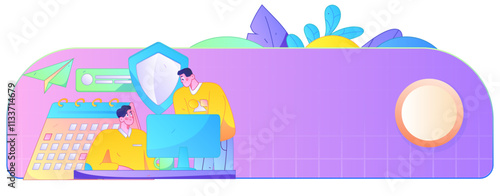 Business network security character flat vector concept operation hand drawn illustration
