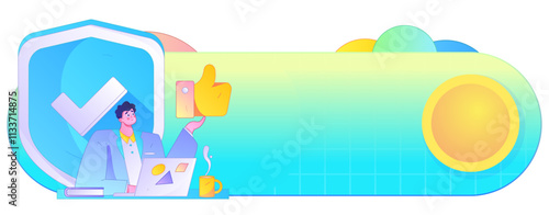 Business network security character flat vector concept operation hand drawn illustration
