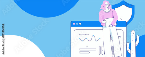 Business network security character flat vector concept operation hand drawn illustration
