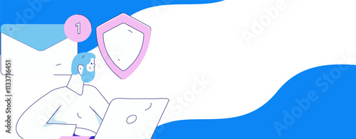 Business network security character flat vector concept operation hand drawn illustration
