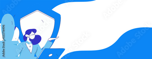 Business network security character flat vector concept operation hand drawn illustration
