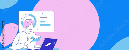 Business network security character flat vector concept operation hand drawn illustration
