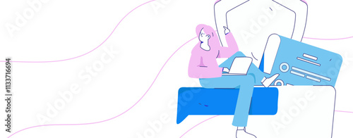 Business network security character flat vector concept operation hand drawn illustration
