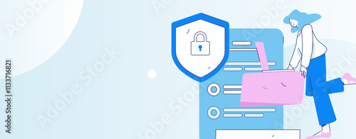Business network security character flat vector concept operation hand drawn illustration
