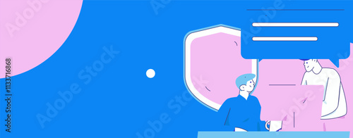 Business network security character flat vector concept operation hand drawn illustration
