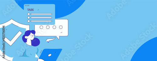 Business network security character flat vector concept operation hand drawn illustration
