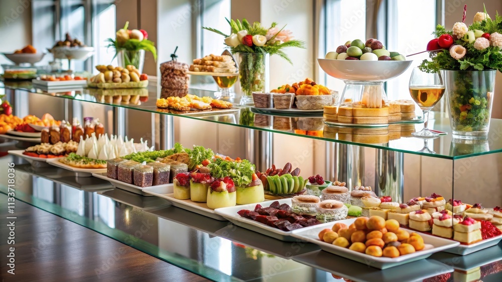 Snack Buffet on Mirror Surface, food, snacks, buffet, mirror, reflections, table, decorations, arrangement, spread Snack Buffet on Mirror Surface, food, snacks, buffet, mirror, reflections, table, decorations, arrangement, spread