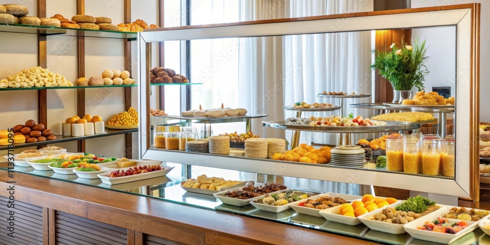 Mirror Surface with Snack Displays, mirror, glass, surface, reflections, arrangements, displays, platters, trays Mirror Surface with Snack Displays, mirror, glass, surface, reflections, arrangements, displays, platters, trays
